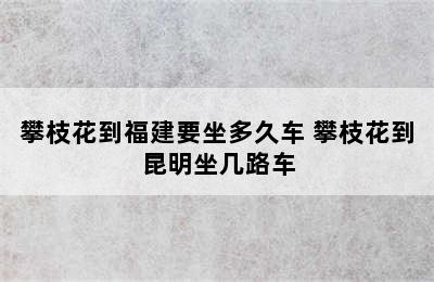 攀枝花到福建要坐多久车 攀枝花到昆明坐几路车